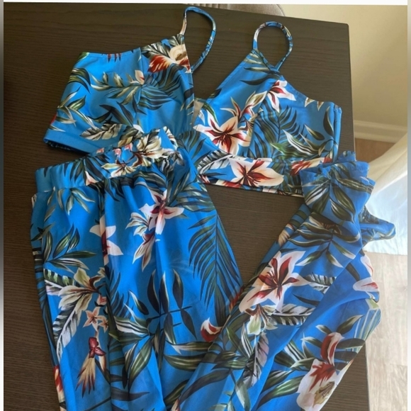 NWOT Floral Printed Side Slit Two-Piece Maxi Skirt Matching Set - Picture 2 of 2